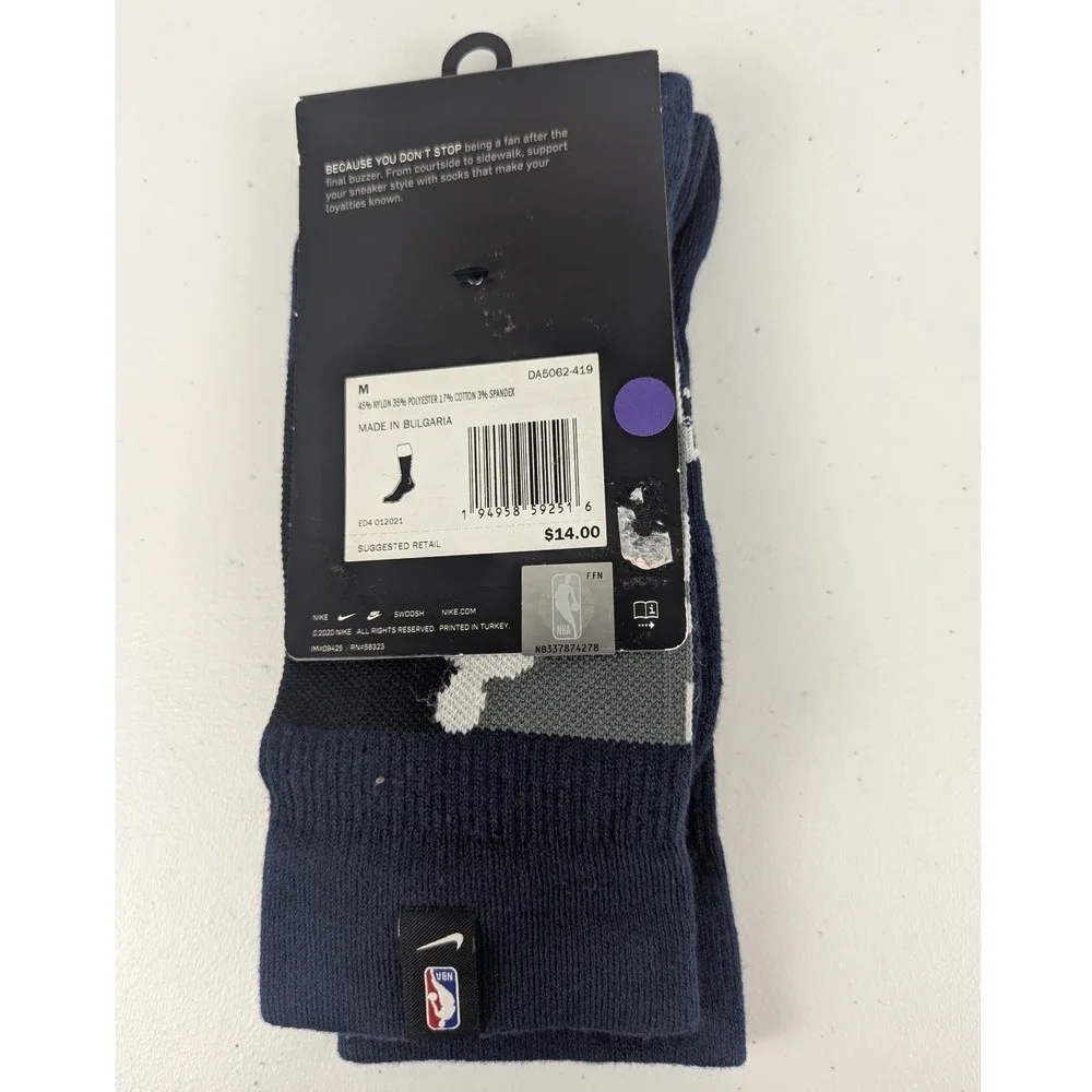 Nike Men 6-8 Womens 6-10 NBA Crew Socks Navy Blue Basketball Athletic Sportswear